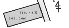 青島　土地面積:266.06平米 ( 80.48坪 )　
